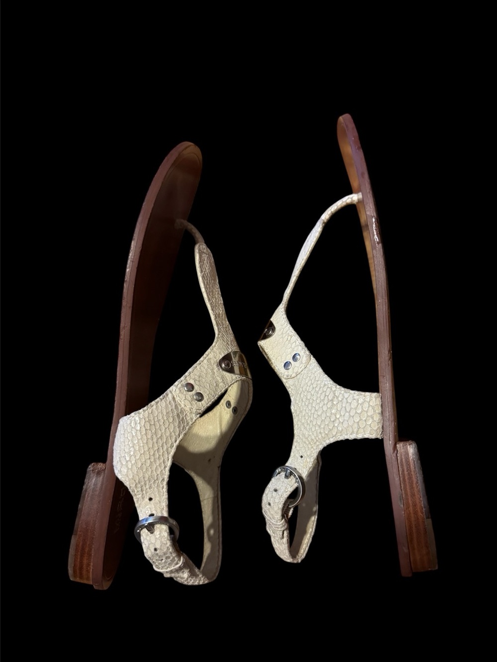 Michael Kors Cream Textured Slingback Sandals with Brown Soles size 9,5